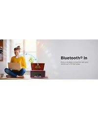 Victor Vwrp-6000 Fremont 8-in-1 Premium Wood Music Center Bluetooth Speaker with Record Player and Rgb Led Lighting