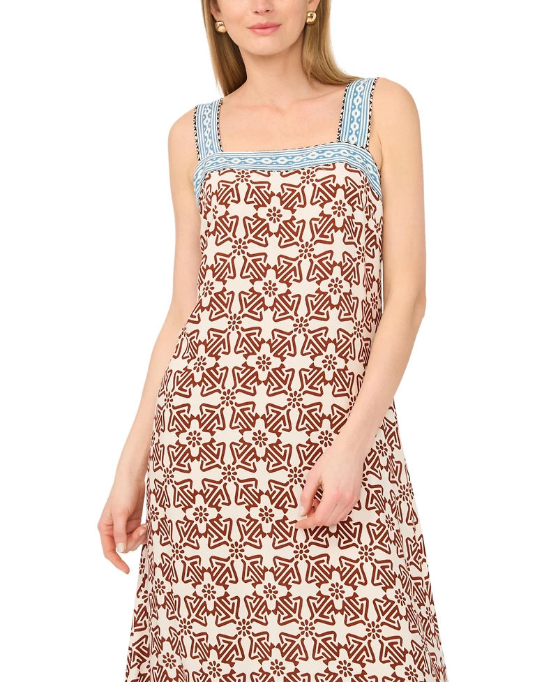 Vince Camuto Women's Square Neck Smocked Back Maxi Dress