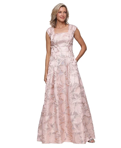 Alex Evenings Petite Square Neck Short-Sleeve Ball Gown