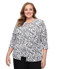 Alex Evenings Plus Scoop Neck Top & 3/4-Sleeve Jacket, 2-Piece Set