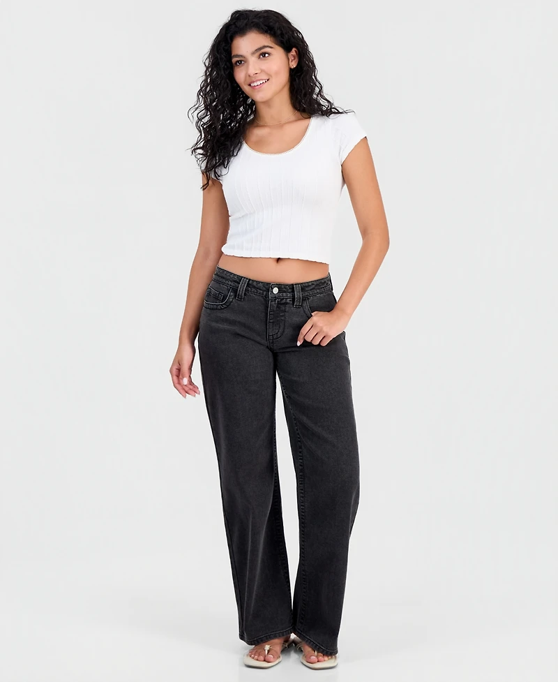 Celebrity Pink Women's Low-Rise Baggy Straight-Leg Jeans