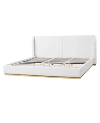 Streamdale Furniture Modern Boucle Winged Bed Frame with Enclosed Wood Base, King Size