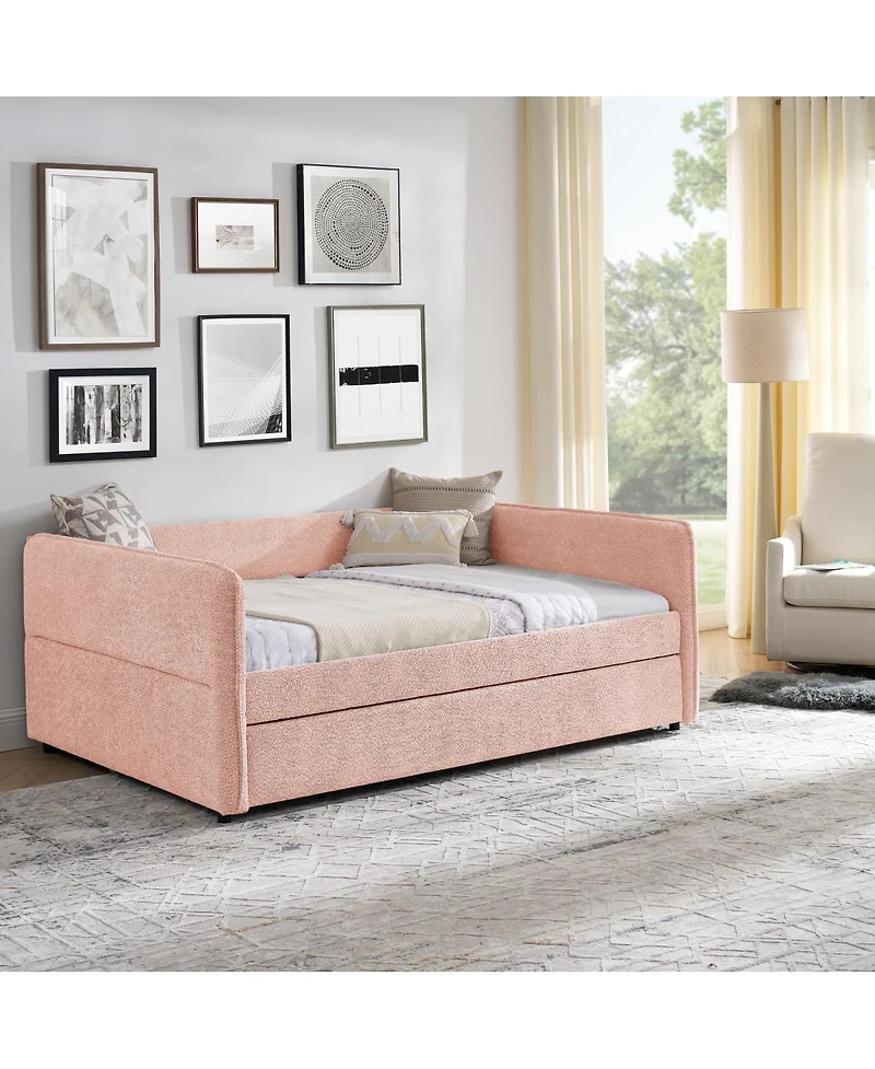 Streamdale Furniture Boucle Full Daybed With Twin Trundle Sofa Bed