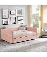 Streamdale Furniture Boucle Full Daybed With Twin Trundle Sofa Bed