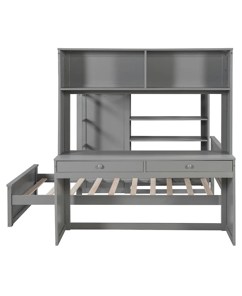 Streamdale Furniture Loft Bed With Twin Bed, Shelves, Desk