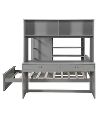 Streamdale Furniture Loft Bed With Twin Bed, Shelves, Desk
