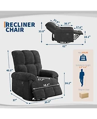 gaomon Recliner Chair, 360 Swivel Rocker Glider Nursery Chair with Padded Armrest and Deep Seat, Chenille Upholstered Reclining Sofa Chair.