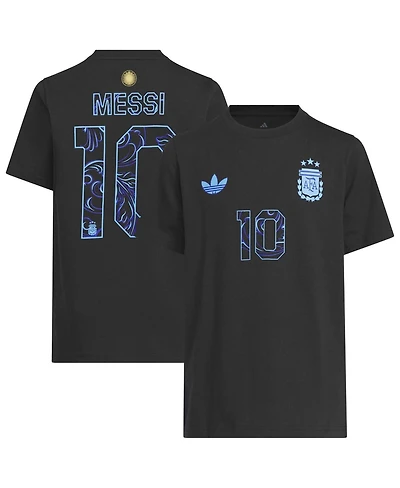Adidas Big Boys and Girls Lionel Messi Black Argentina National Team 2026 Away Jersey Hook Name Number T-Shirt