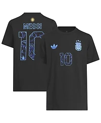 Adidas Big Boys and Girls Lionel Messi Black Argentina National Team 2026 Away Jersey Hook Name Number T-Shirt