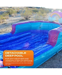 JumpOrange Galaxy Commercial Grade Bounce House Water Dual Lane Slide with Detachable Pool & Air Blower, Tunnel Entrance, Basketball Hoop, Wet Dry Use