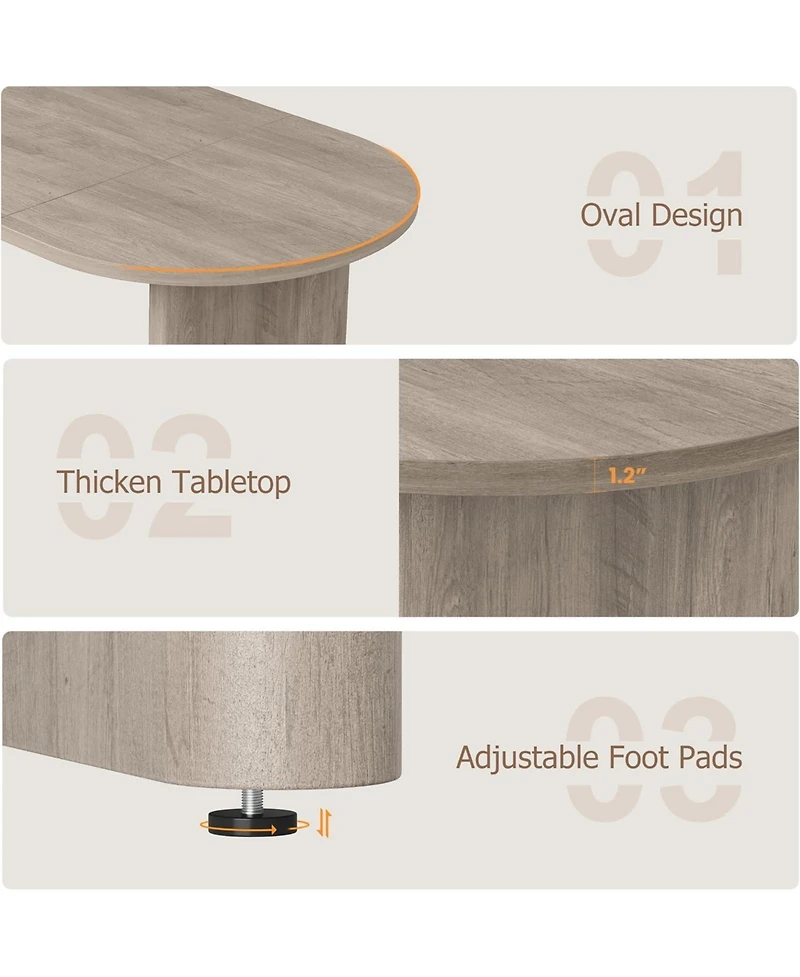 gaomon Oval Dining Table for 6-8 People, Long Large Kitchen Table with Thick Sturdy Wooden Base
