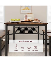 gaomon Dining Table Set for 4, Kitchen and 2 Chairs with Storage Bench, 47.2" Rectangular Wine Racket