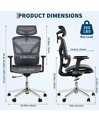 gaomon 1-Piece Mesh Ergonomic High-Back Office Chair with 3D Adjustable Armrests and Smooth-Rolling Wheels
