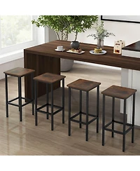 Gymax 4PCS 26'' Bar Stool Set w/Metal Frame Footrest Backless Counter Height Stool Brown
