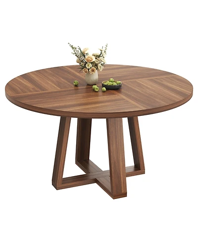 gaomon 4-6 Person Round Farmhouse Dining Table with Pedestal