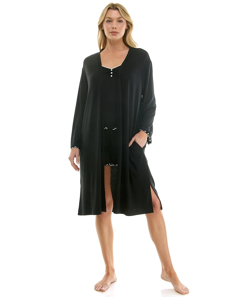 Sincerely Jules Women's Long-Sleeve Cardigan, Sleeveless Tank Top and Pull-On Shorts, 3Pc Set
