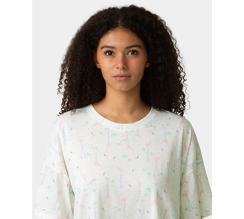 Hue Women's Oversized T-Shirt and Boxer Shorts Pajama, 2-Piece Set