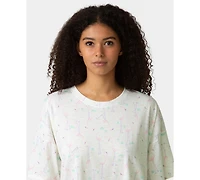 Hue Women's Oversized T-Shirt and Boxer Shorts Pajama, 2-Piece Set