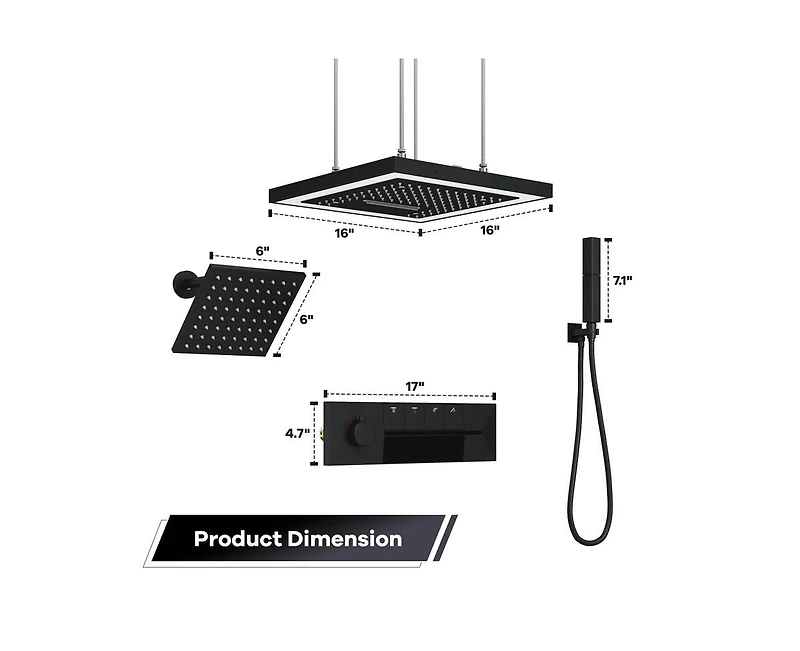 Casainc Rainfall Symphony 4-Function 12inch Dual Shower Head Pressure-Balanced Shower System with Bathtub Spout