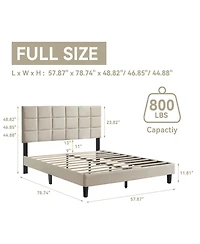 Sailvan Bed Frame with Fabric Upholstered Headboard