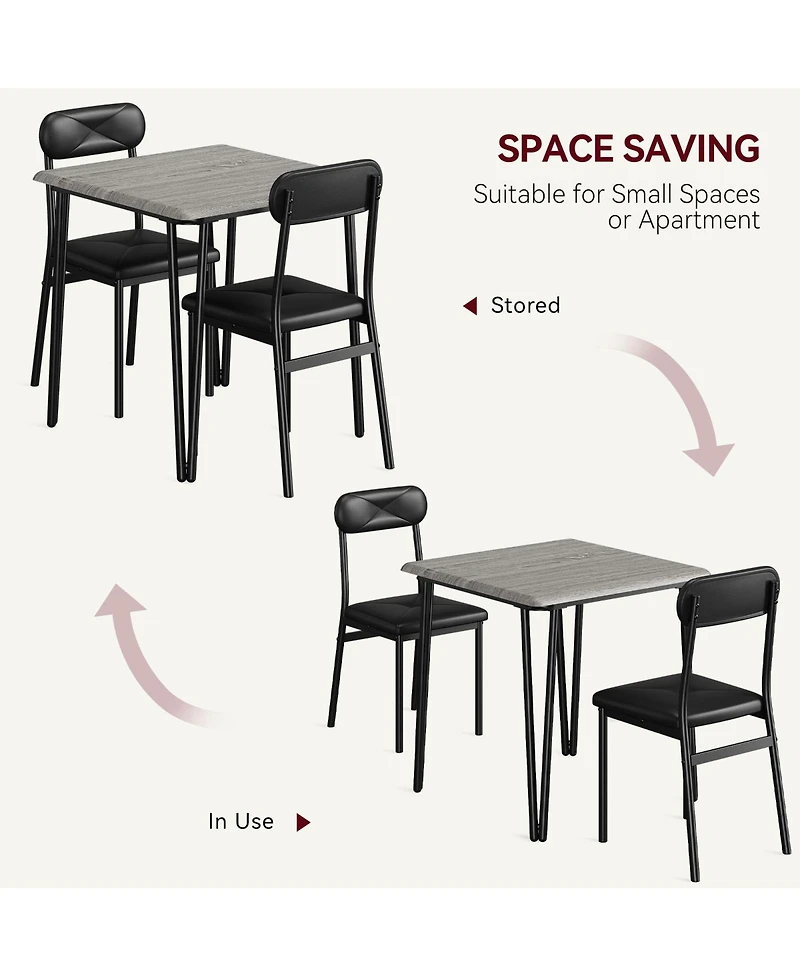 gaomon 2-Person Compact Modern Dining Table Set with Cushioned Chairs