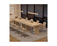 gaomon 4-6 Person Farmhouse Wooden Dining Table with Storage Cubes