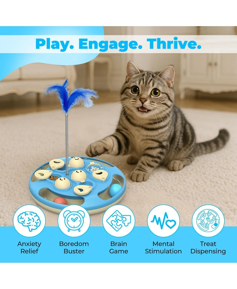 Aronkl Cat Puzzle Toys 3-in-1 Track Balls Teaser Feeder Non-slip Mental Enrichment Slow Feeding Indoor Cats Gift