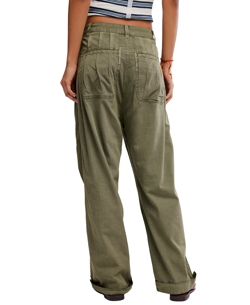 Free People Women's Clover Mid-Rise Dropped Trouser Pants