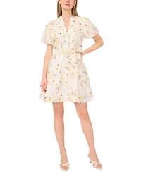 Vince Camuto Women's V-Neck Puff Sleeve Mini Dress