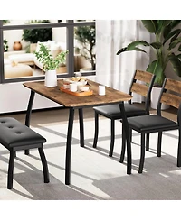 gaomon Dining Table Set for 4, Wooden Kitchen Table with Upholstered Bench and 2 Cushion Chairs, Space-Saving Dinette Set for Kitchen, Dining Room