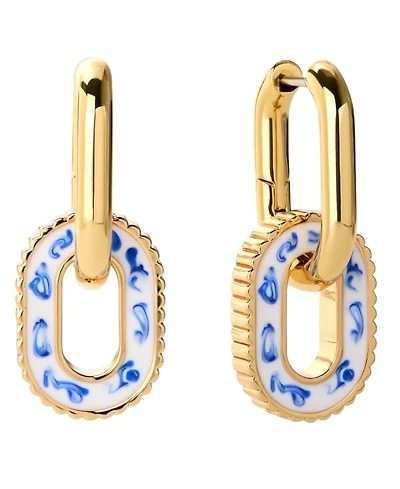 Ana Luisa Ash Double Gold-Plated Marble Blue Double Hoop Earrings