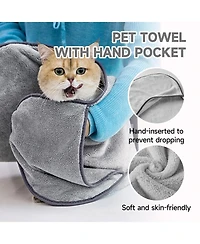 Aronkl 2 Piece Pet Bathing Kit with Washing Gloves and Quick Drying Towel