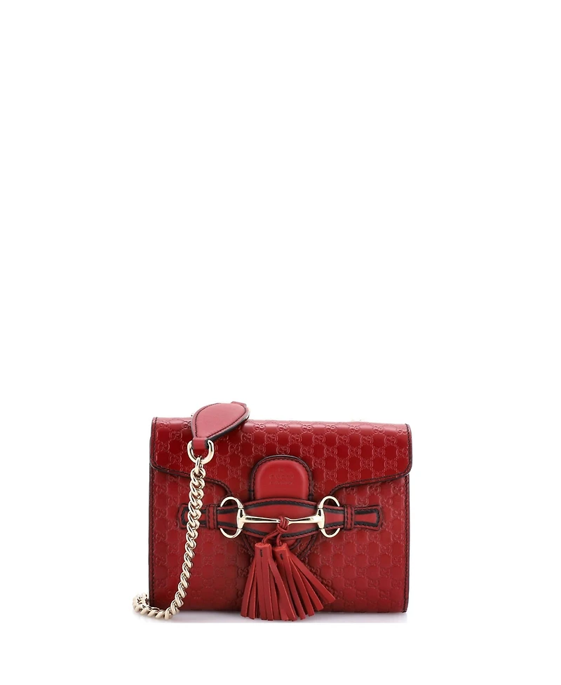 Pre-Owned Gucci Mini Emily Chain Flap Bag Microguccissima Leather