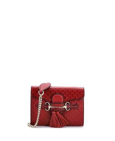 Pre-Owned Gucci Mini Emily Chain Flap Bag Microguccissima Leather
