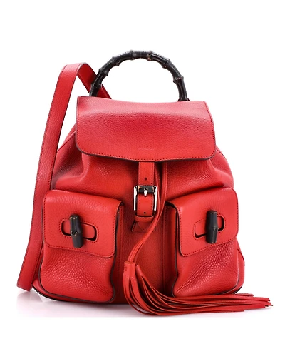 Pre-Owned Gucci Medium Bamboo Tassel Backpack Leather
