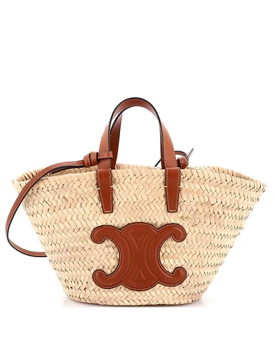 Pre-Owned Celine Teen Classic Panier Basket Tote Raffia and Leather