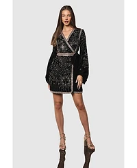 Coast Women's Party Sequin Velvet Wrap Mini Dress