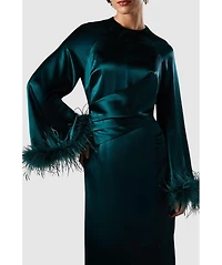 Coast Women's Feather Trim Satin Maxi Dress