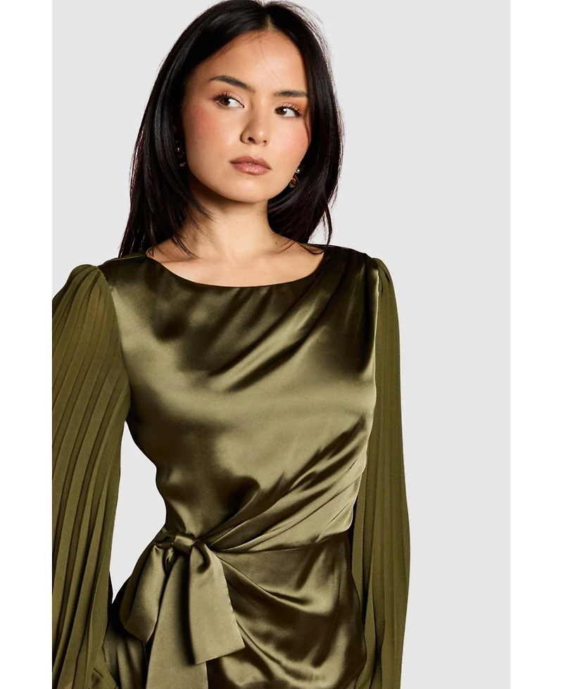 Coast Women's Satin Pleated Flare Mini Dress