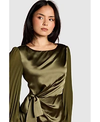 Coast Women's Satin Pleated Flare Mini Dress