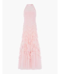 Needle & Thread Women's Elia Halter Neck Ruffle Tulle Maxi Gown