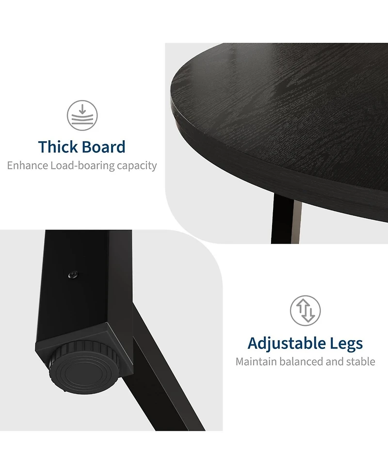 gaomon Round Dining Table , Kitchen Dining Room Table with Sturdy Metal Frame, Wood Circle Kitchen Table for Space Saving