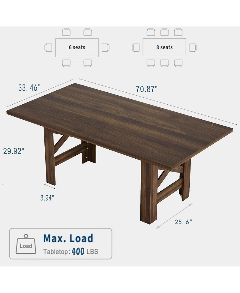 gaomon Wood Farmhouse Dining Table for 6-8, Heavy Duty Large Kitchen Table