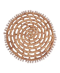 Saro Lifestyle Shell Trimmed Water Hyacinth Round Placemats, Set of 4