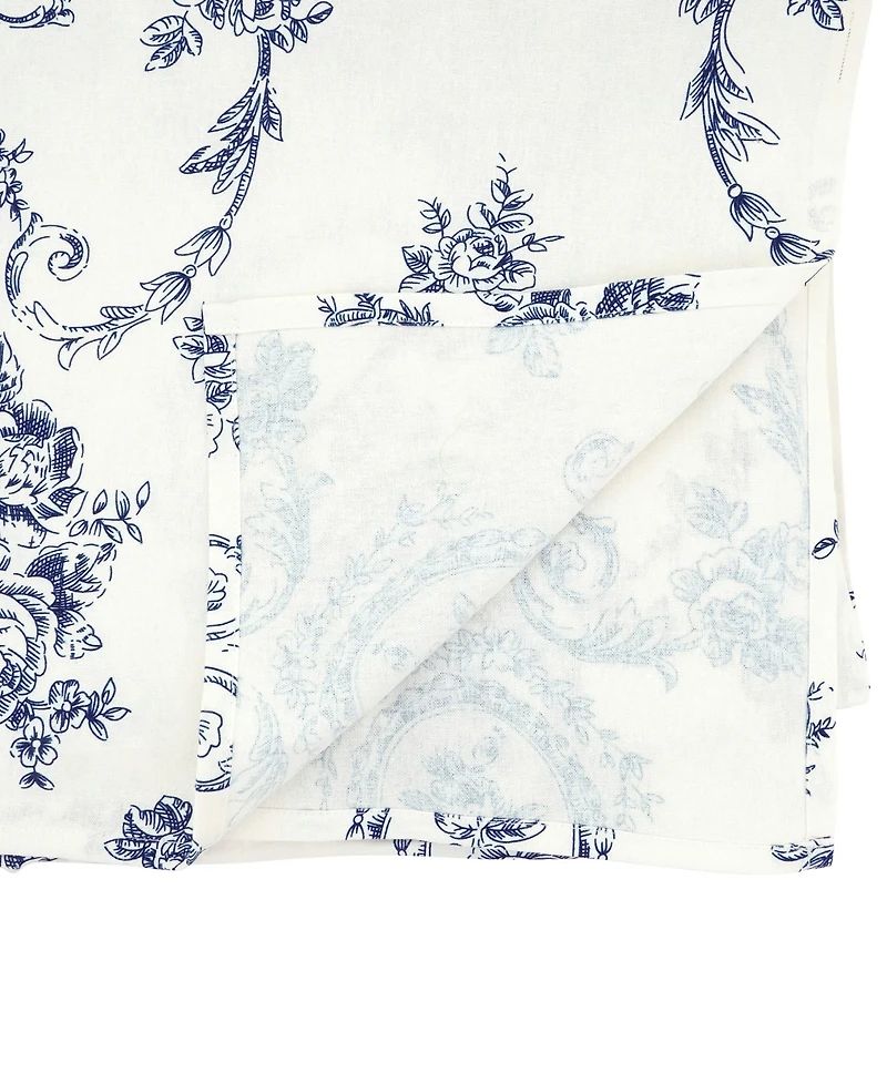 Saro Lifestyle Classic Toile Floral Linen Blend Tablecloth