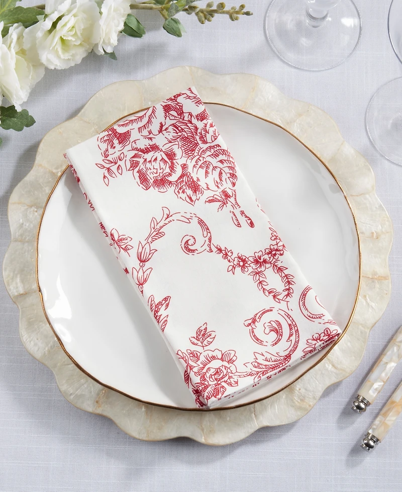 Saro Lifestyle Botanical Linen Blend Decorative Napkins, Set of 4