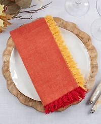Saro Lifestyle Textured Cotton Fringe Napkins, Set of 4