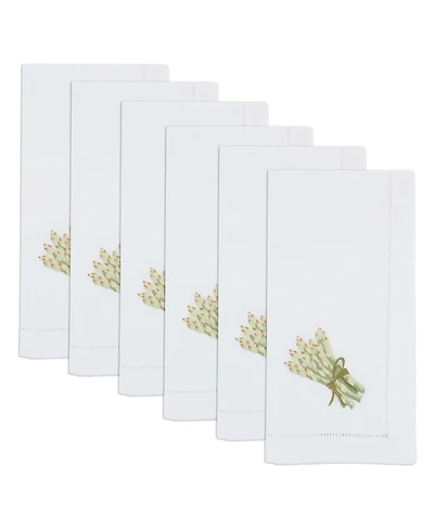 Saro Lifestyle Asparagus Embroidered Cotton Decorative Napkins, Set of 6