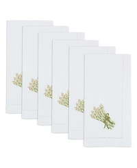 Saro Lifestyle Asparagus Embroidered Cotton Decorative Napkins, Set of 6