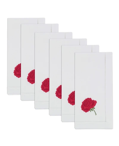 Saro Lifestyle Floral Embroidered Cotton Decorative Napkins, Set of 6